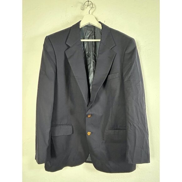 VTG Burberry's Dick Bruhn Men's Button Down Blazer Long Sleeve Pure Wool Black - Picture 1 of 12